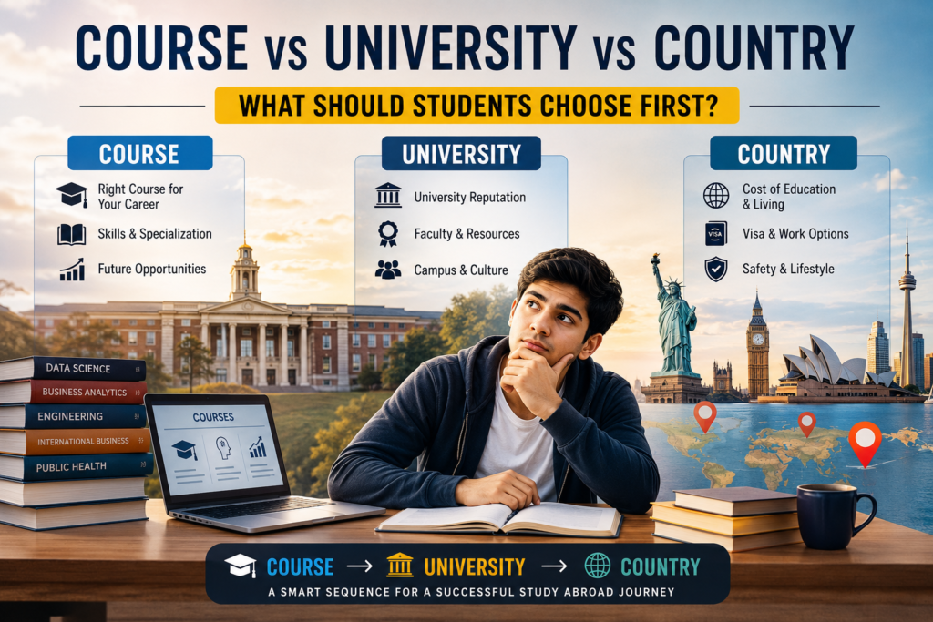 Course vs University vs Country: study abroad decision guide for students